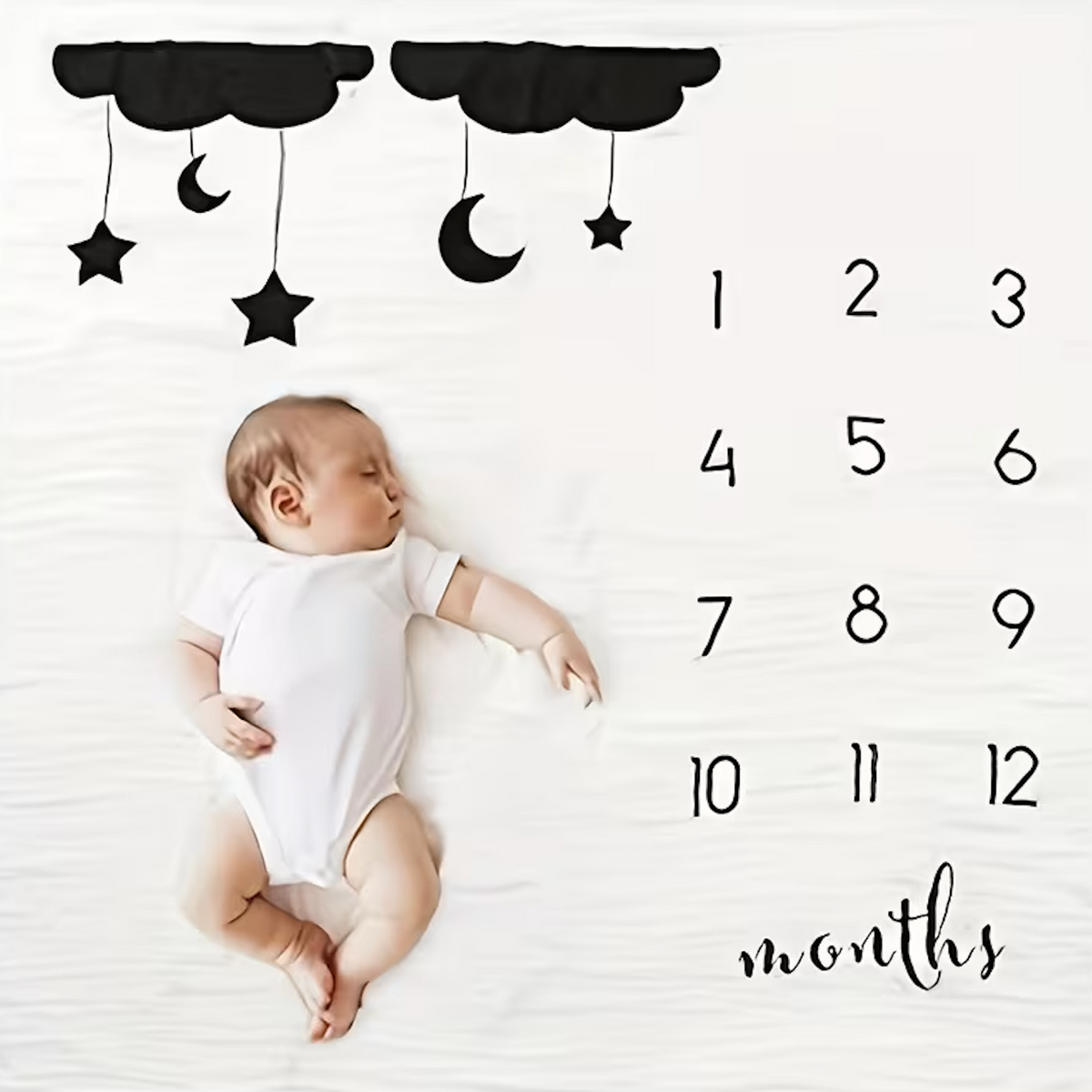 Baby Erinnerungsdecke „Mond & Sterne“ - 100x100 cm