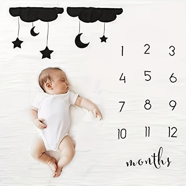 Baby Erinnerungsdecke „Mond & Sterne“ - 100x100 cm